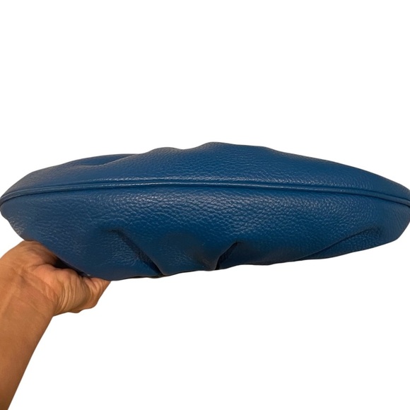 BCBGMAXAZRIA Blue Pebbled Leather Hobo Bag – Whipstitch Trim, Silver Hardware - Picture 3 of 9